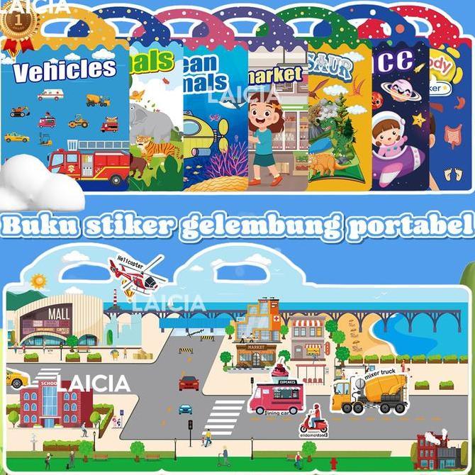 JAMIGATI CODReusable Children Sticker Book for kids 3D Jelly Sticker Book Scene Play Book Set Early 