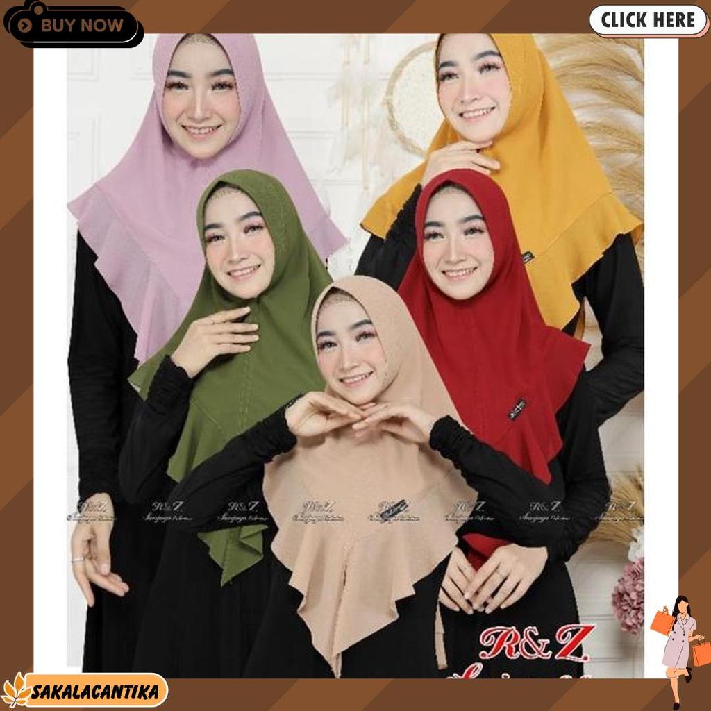 Khimar Malika Ceruty 2 Layer Original R&Z Sanjaya Collection Terlaris Pengiriman Express