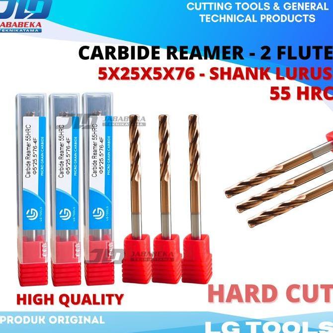 TERLARIS REAMER MESIN CARBIDE 5 MM / MACHINE REAMER SPIRAL 5 MM 5X25X5X76 - 4F 4 FLUTE HARD CUT MERK