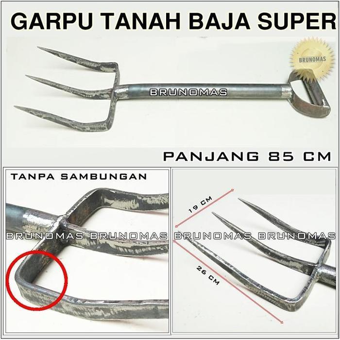 TERLARIS Garpu Tanah 3 GiGi Baja Super - Sendok Dodos untuk Berkebun