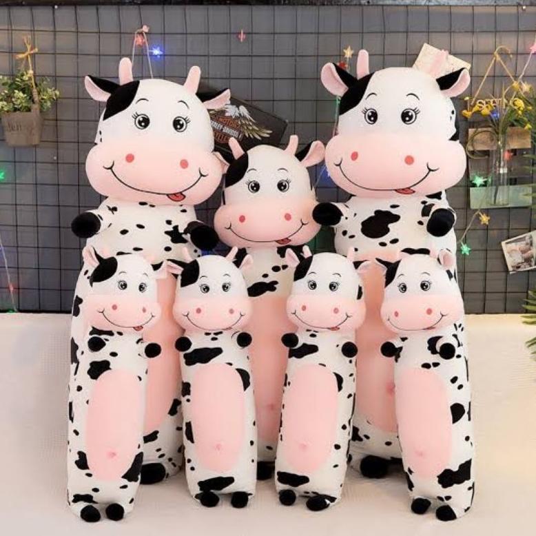 Disc Boneka Guling Sapi  Bahan Plush Import Guling Boneka Sapi Lembut