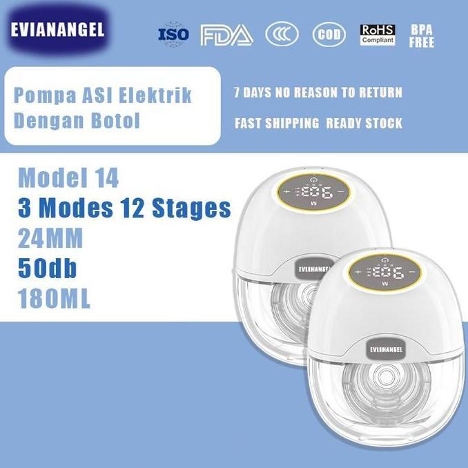 TERLARIS - EVIANANGEL EB14  Pompa Payudara Elektrik, Pompa Payudara Elektrik Portabel, Pompa ASI Oto