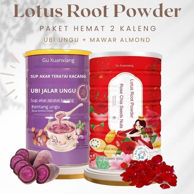 Foodz- [Lagi Murah] 2 Kaleng Lotus Oufen Root Powder/Biji Akar Teratai/Bubuk Lotus Bubur Instan 400G