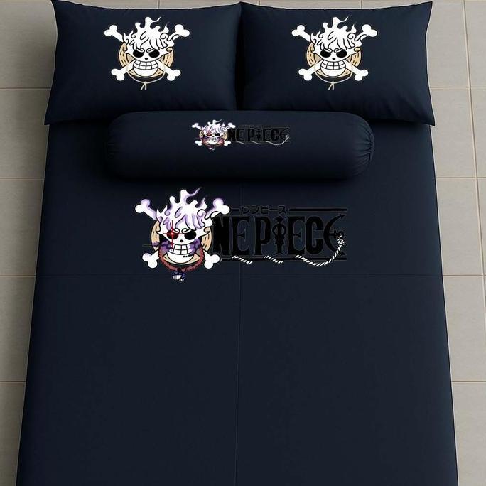 TERLARIS SPREI KARAKTER ANIME ONE PIECE 1 SET SPREI 2 SARUNG BANTAL 1 GULING UKURAN 90X200CM & 120X2