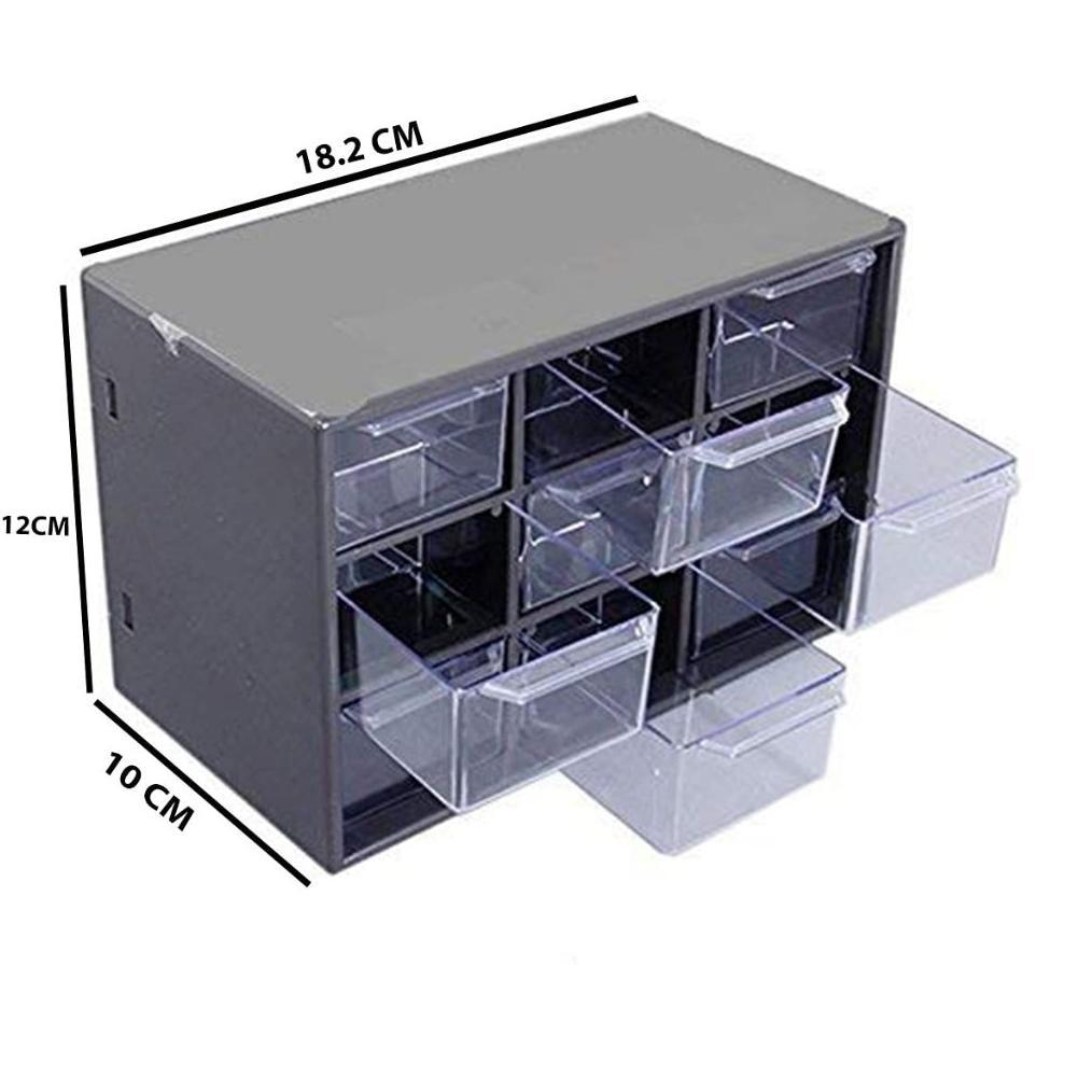 Kotak Laci Mini Perhiasan Aksesoris Serbaguna 9 Sekat / Mini Storage Box Multifungsi / Organizer Mej