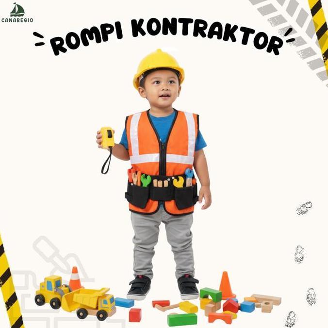 Baju Profesi Anak Kontraktor Kostum Rompi Pekerja Proyek