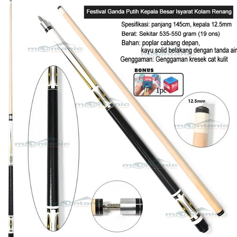 NEW TONGKAT BILIAR 57" 1/2 UJUNG 12.5MM PERMAINAN LATIHAN KOLAM KAYU STIK BILIAR - STICK BILLIARD SA