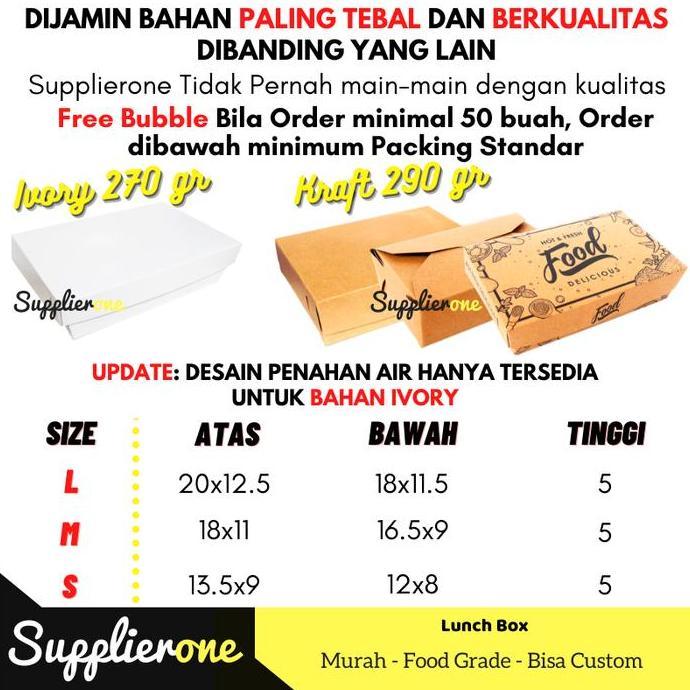 Lunch Box Paper isi 50, Paper Lunch Box SML, Dus Box Ayam Geprek, Lunch Box