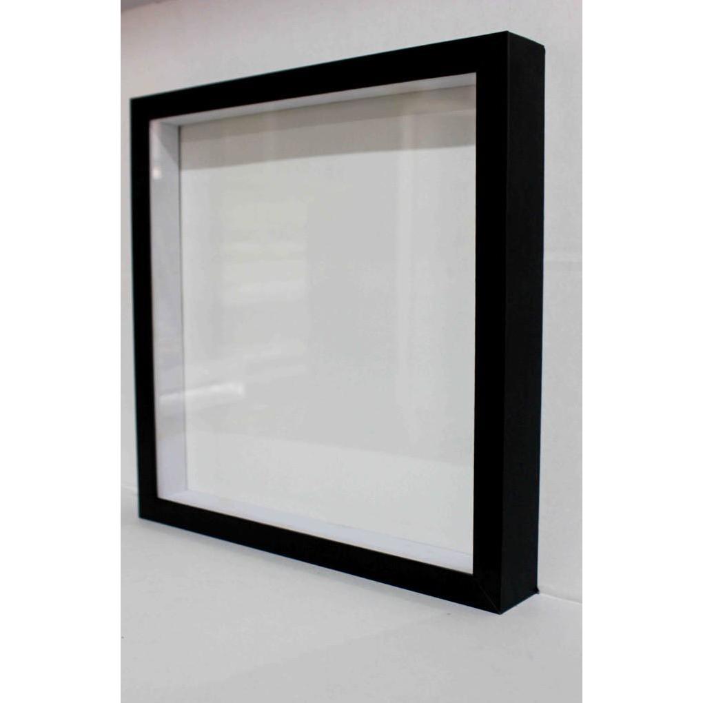 Bingkai Frame Blok 3D Rongga 5cm 30x30 CM/Hitam/Kaca