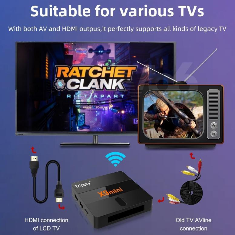 HOT SALE Tripsky X9mini Android Tv Box 4K Full HD Smart Tv Box  Android 14.0 Bluetooth Tv Box