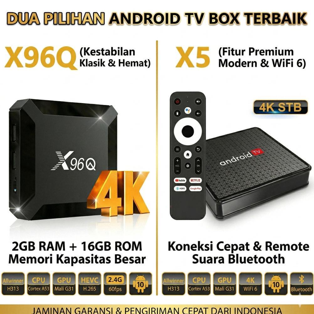 NEW DEALS X96Q TV BOX Android Smart  4K X5 Smart TV BOX Set Top Box Tv Digital Support Bluetooth Voi