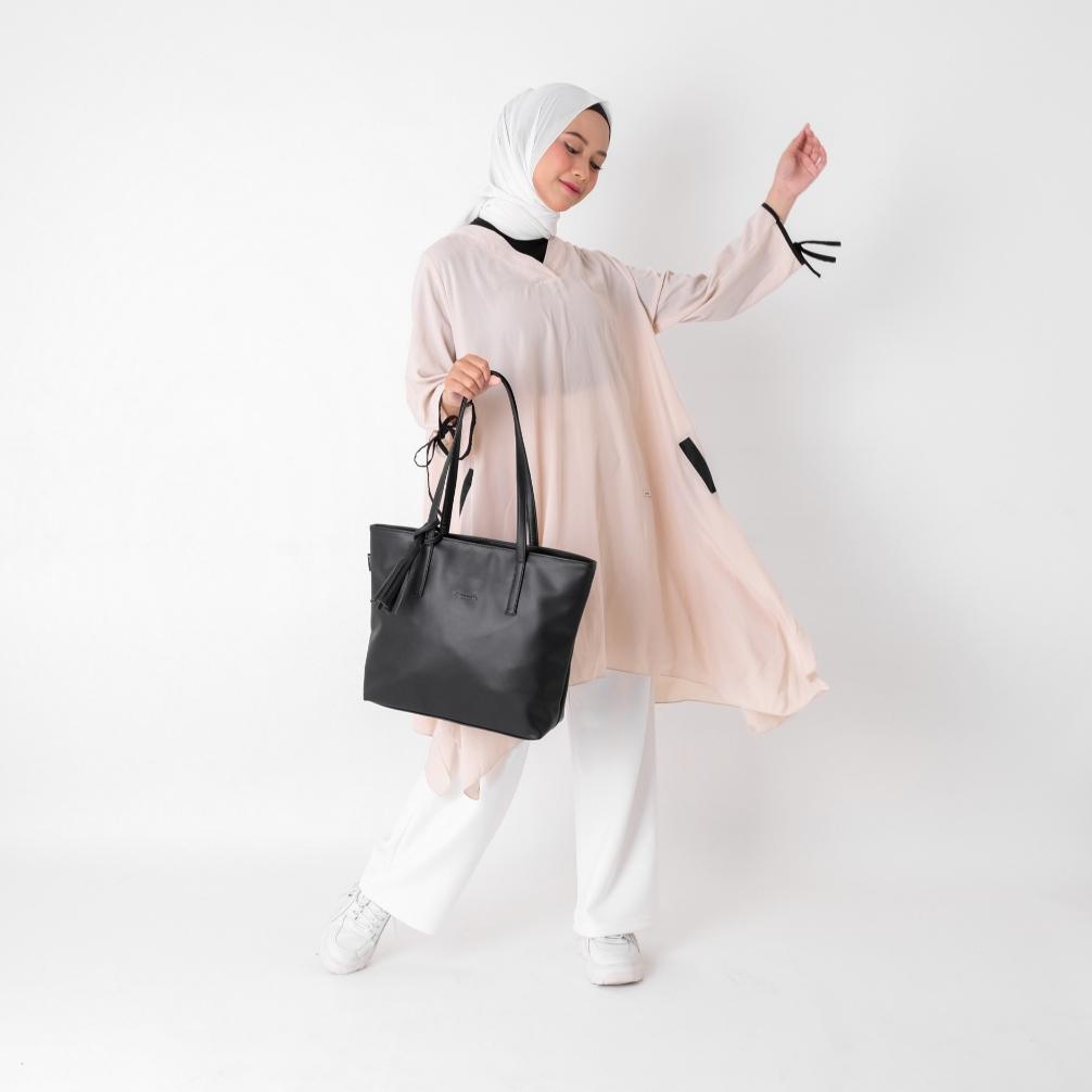 TERBARU Pamole - Tote Bag Wanita Bahan Kulit Sintetis Penutup Resleting - Volen Series