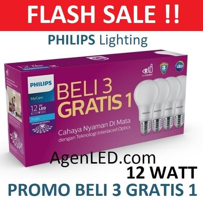 Philips Lampu Led 12W Bohlam 12 W Watt Putih Bulb Philip 12Watt Mycare