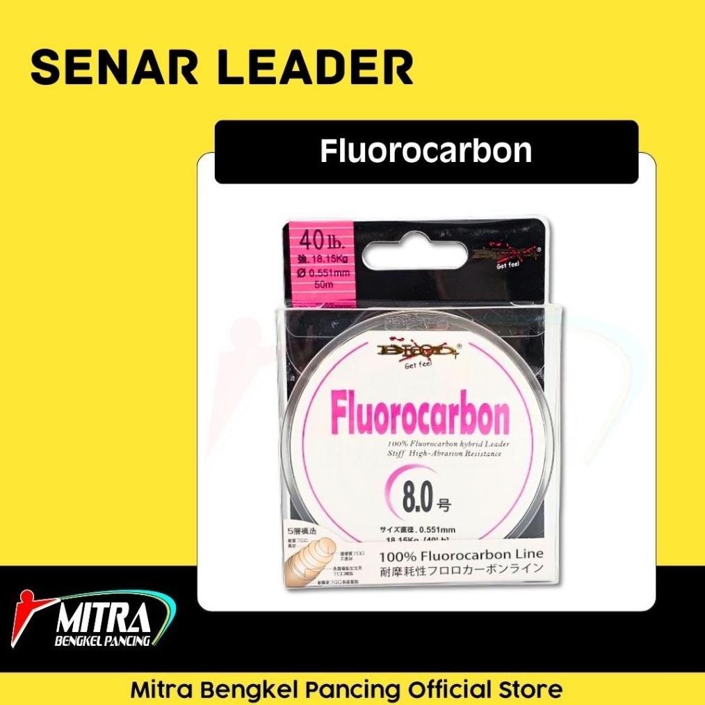 Senar Leader Blood Fluorocarbon Clear 50m Stiff High Abrasion Resitance 100% Fluorocarbon Hybrid Lea