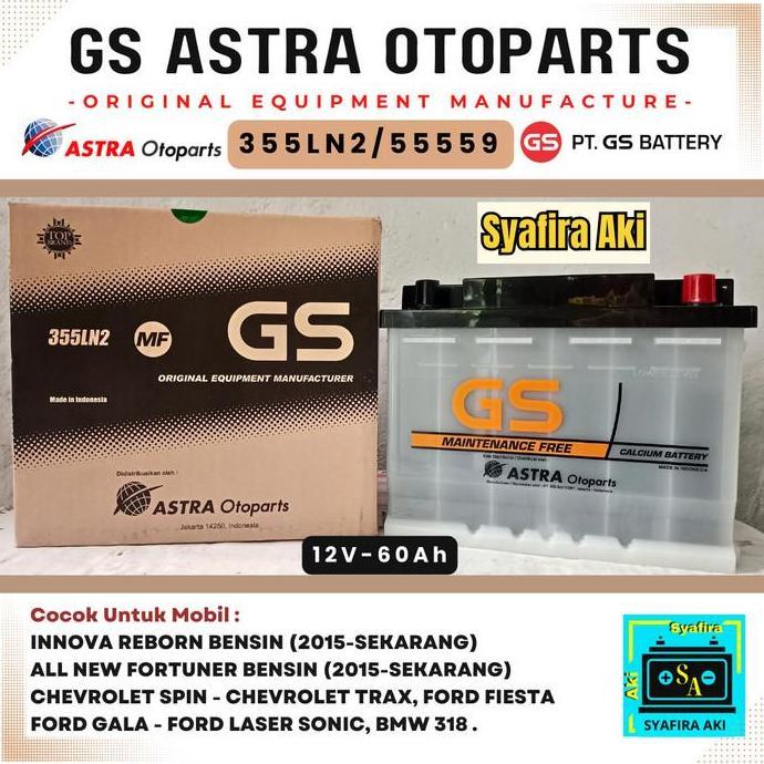 Aki Mobil FORTUNER BENSIN GS MF OEM 355LN2 / LN2 | 12V - 60Ah