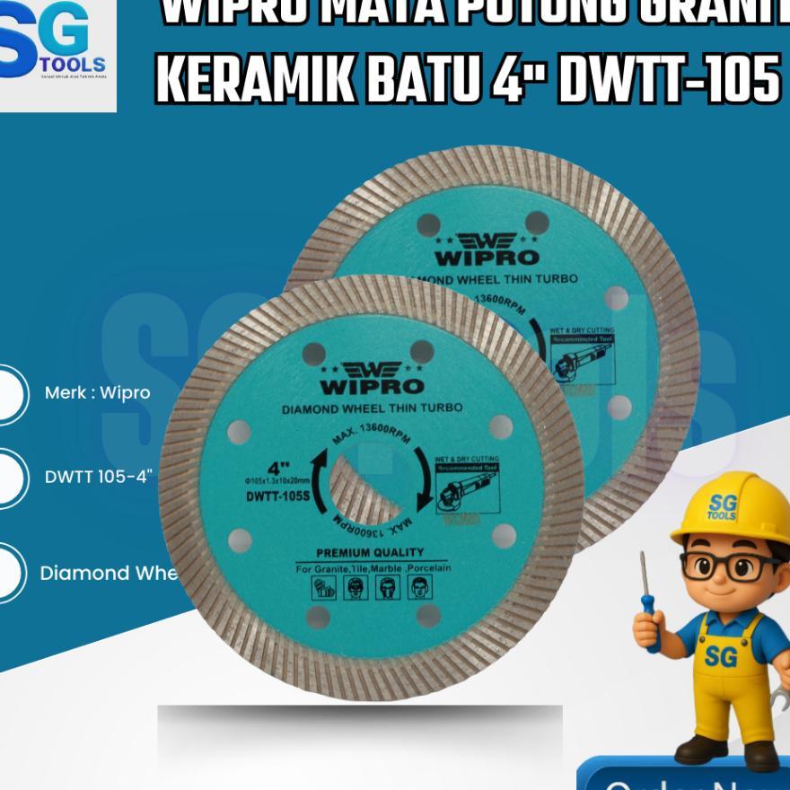 Wipro Mata Gerinda Potong Granit 4" Dwtt 105 - Mata Potong Batu Diamond Wheel  Dwtt 105S 4" Wipro - 
