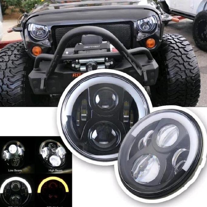 Lampu Led Headlamp 7inch Jeep Jimny Rubicon Hardtop Harga Sepasang - Headlamp Jeep 7inch - Headlamp 