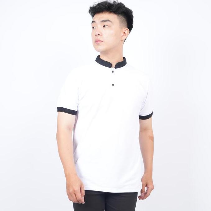 DV81 - Kaos Polo Pria Kerah Shanghai Polos Putih White Polo Shirt Pria Cowok