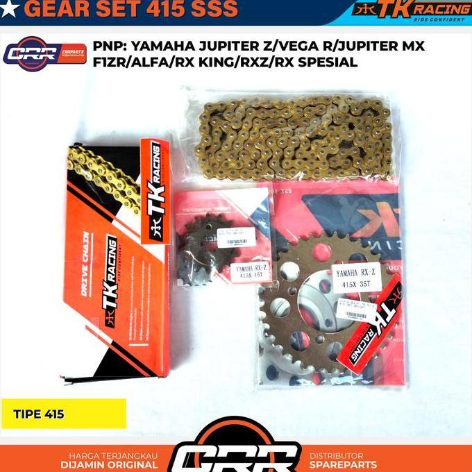 Gear Set Gir Satu Paket Yamaha Jupiter Z RX King F1ZR Vega R Jupiter MX Ukuran 415 31T/32T/33T/34T/3
