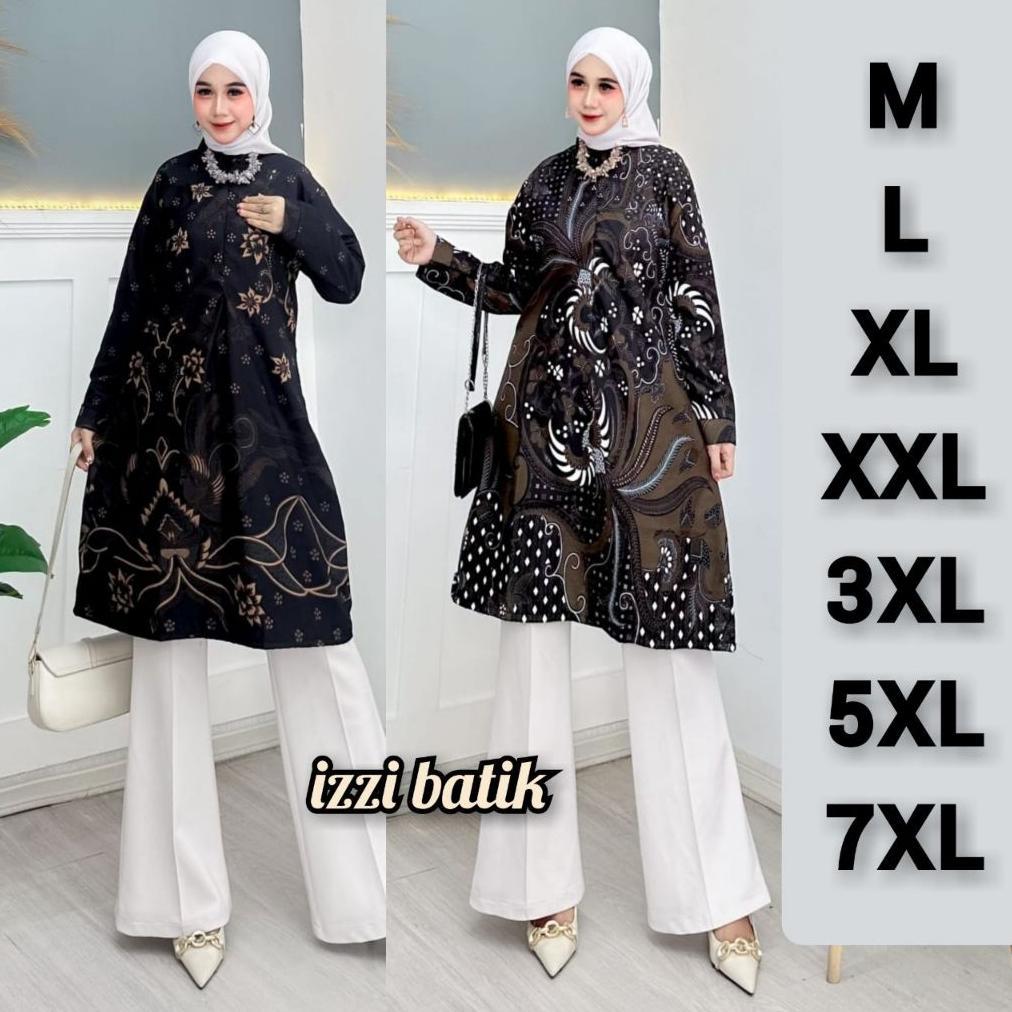 TERMURAH Tunik Batik Wanita Modern Premium Jumbo LD 130 140 Baju Seragam Kantor Guru Kerja Kondangan