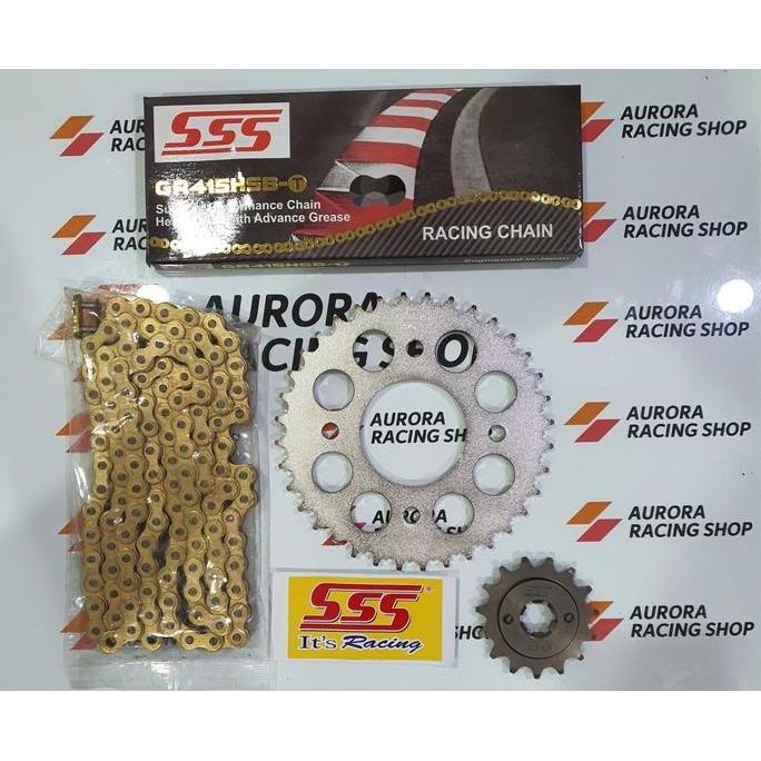 Gear Set SSS 415 Honda Blade New  & Rantai SSS 415 Hsbt Gold