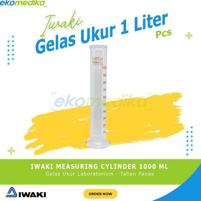IWAKI Gelas Ukur Kaca 1000ml Class A Amber Graduation IWAKI 3022-100-N Gelas Takar Laboratorium 1000