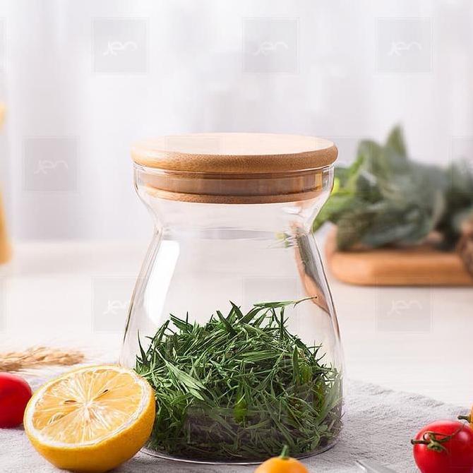 Lansungkirim- Toples Kaca Makanan Storaged Jar Display Food 600Ml