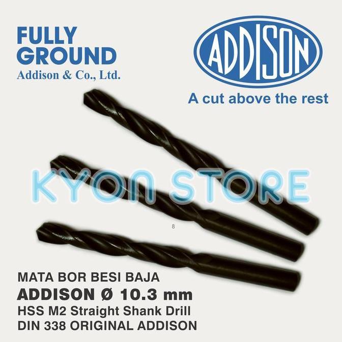 Mata Bor Besi 10.3Mm Addison Hss M2 Straight Shank Drill Din 338 Terbaik