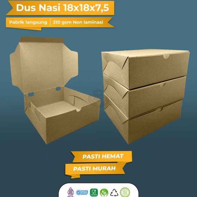 Lansungkirim- [25 Pcs] Dus Nasi 18X18 / Box Nasi 18X18 / Dus Nasi Kotak  Box 18X18 / B4K3