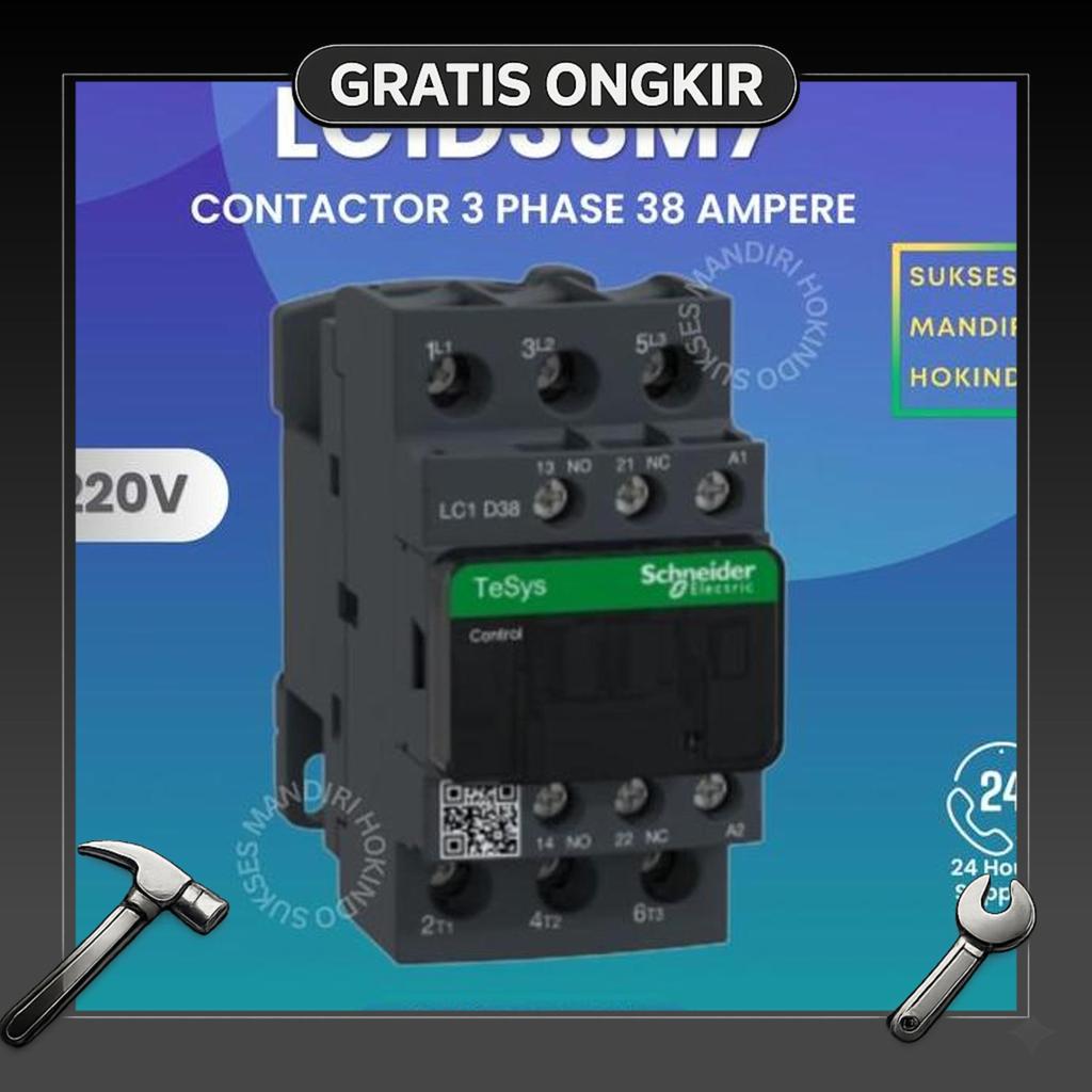Kontaktor 3P 50A 3Phase 50Ampere Lc1D38M7 Original Contactor Schneider