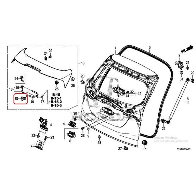 Nozzle Semprot Air Wiper Belakang HRV 2015-2021 Original