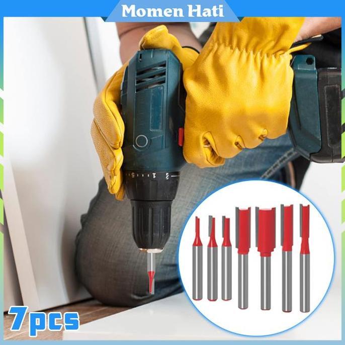 HYAKABA 7Pcs Mata Profil Straight Mata Router Kayu Mata Router Lurus Bit PROTOK