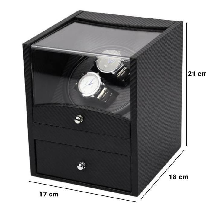 Pemutar Jam Tangan Arloji Otomatis Fiber PU Leather Watch Winder WW002