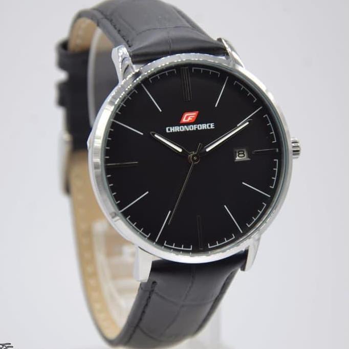 JAM TANGAN CHRONOFORCE 5282 40mm SILVER - BLACK LEATHER