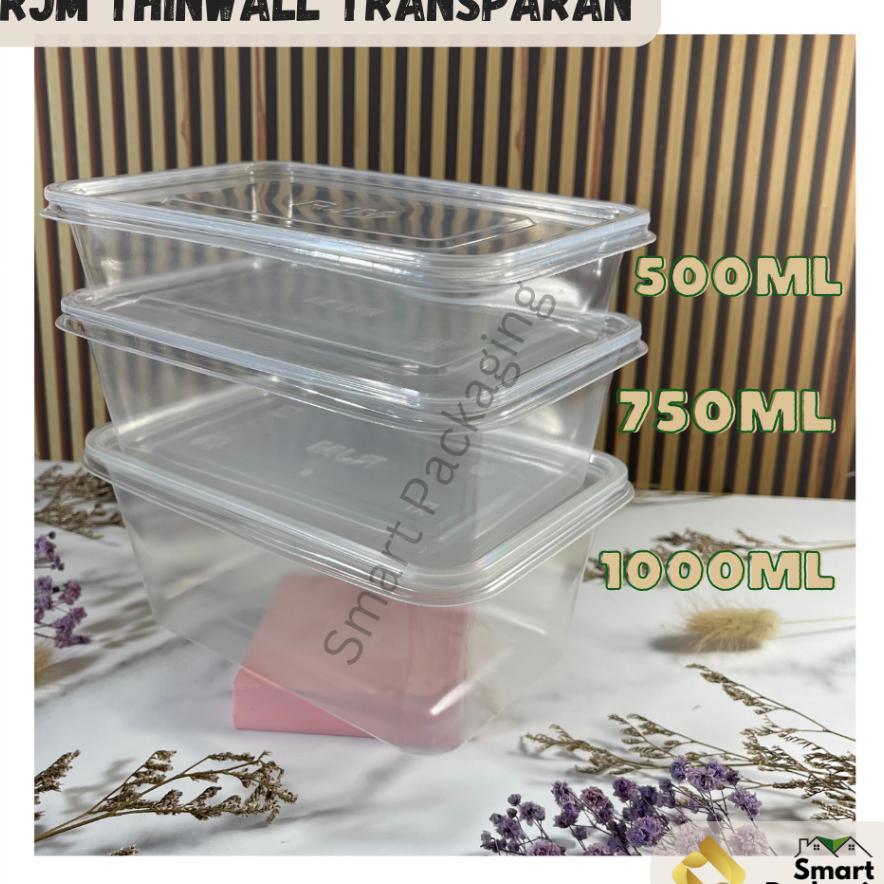 [Isi 25 Pcs] Rjm Thinwall Food Container Trans 500Ml 750Ml 1000Ml / Tempat Makan Plastik / Wadah Bek