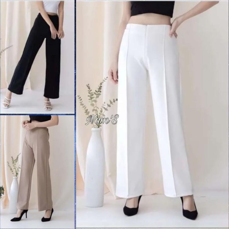 Bagus Celana Kulot Hightwaist Wanita Kekinian Ala Korea Basic Hw Pinggang Karet Celana Culotte Panja