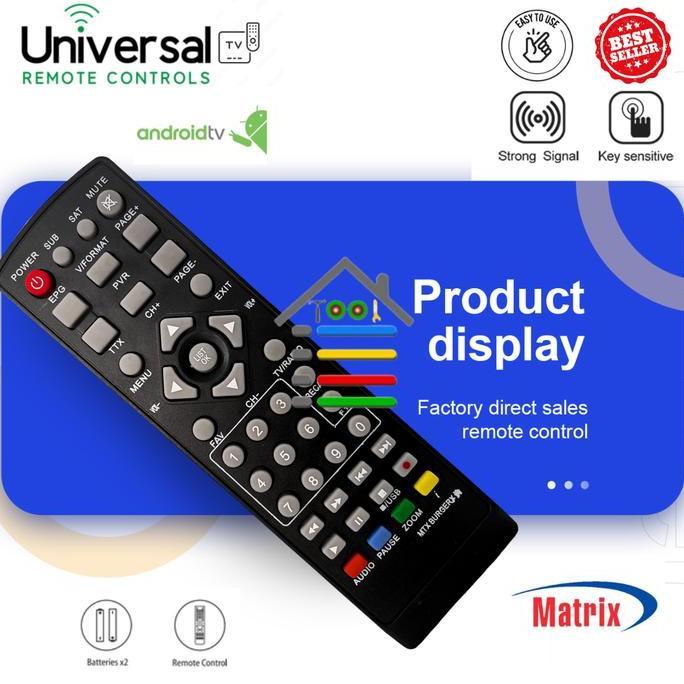 ICHENGO Matrix Remote Control T2 Matrix Burger Biru Silver untuk Set Top Box Android TV dengan Bater