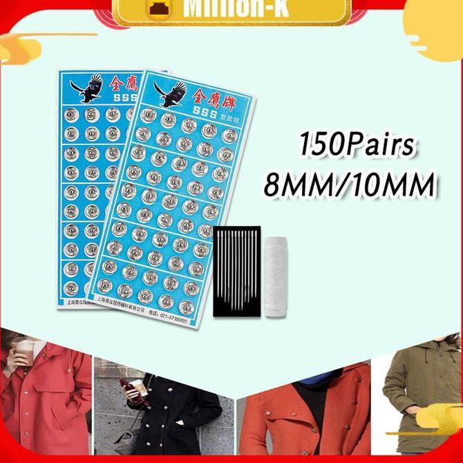 DZAWAO 150Pasang Kancing Cetet / Press Studd / Kancing Jepret Anti Karat PROTOK