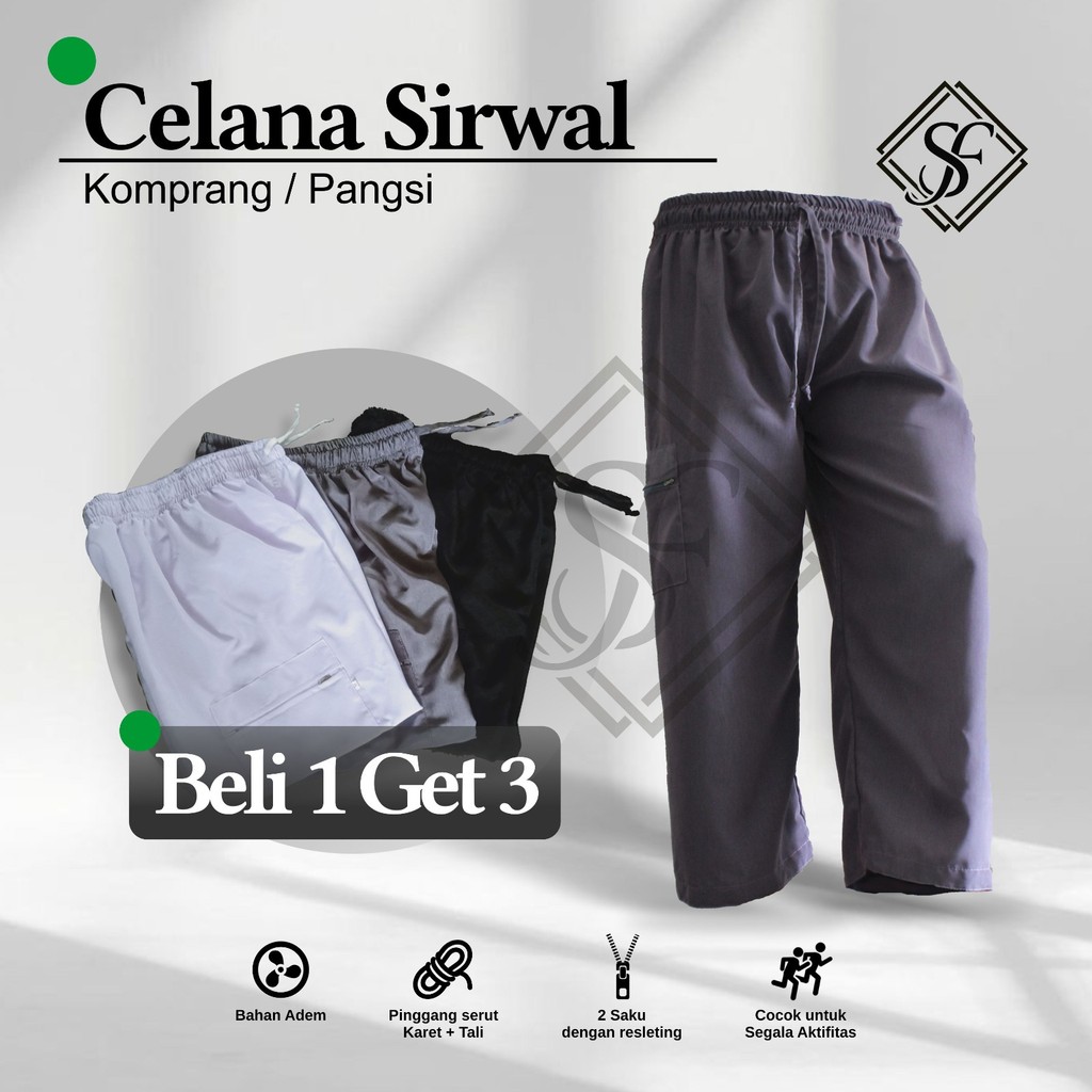 BUY 1 GET 3 Celana Sirwal cingkrang Ikhwan Basic Pria Dewasa Bahan BEESWAY