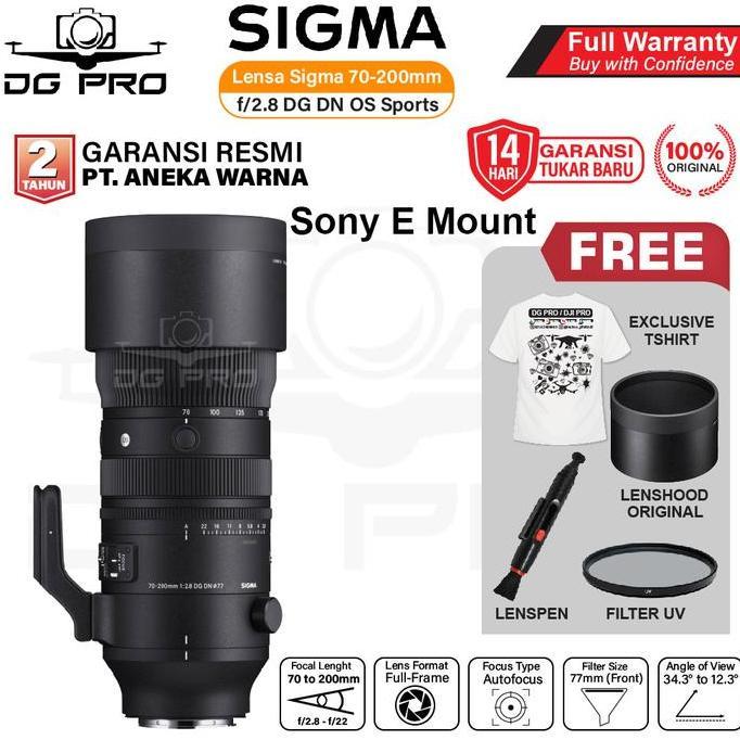 TERMURAH - Sigma 70-200mm f2.8 DG DN OS Sports Lens Compatible for Sony FE - Leica L / Lensa Sigma 7