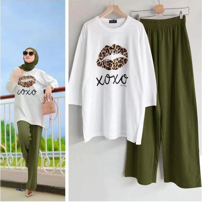MURAH LEBAY SETELAN TUNIK WANITA FASHION XOXO _ HIJAB COLABORATION BAHAN BABYTERY MURAH LEBAY