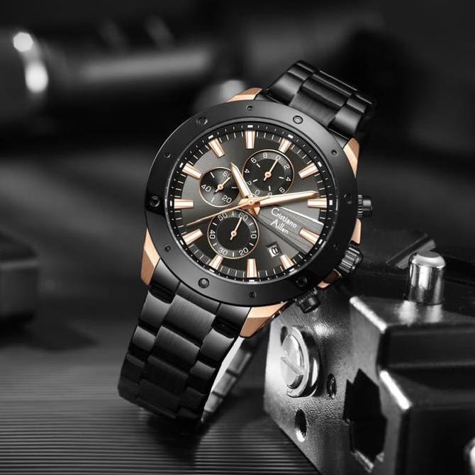 aqonik.id - cristiano aillen jam tangan pria analog 8897 rantai stainless steel chronograph kaca sap
