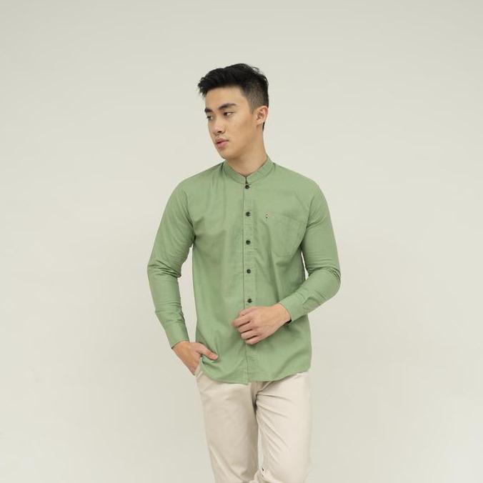 Clothes- Houseofcuff Kemeja Koko Lengan Panjang Pria Hijau Mint