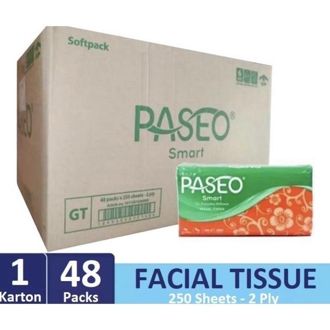 Clenesc- Paseo Smart Facial Tissue Tisue Tisu Wajah 250 Sheets 1 Dus Isi 48 Pcs