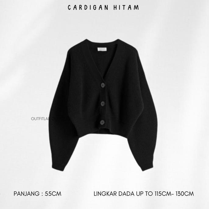KHUSUS KAMU PRODUK Outfit Set Sora Hijab Wanita | Atasan Cardigan Hitam Rajut + Bawahan Celana Kulot
