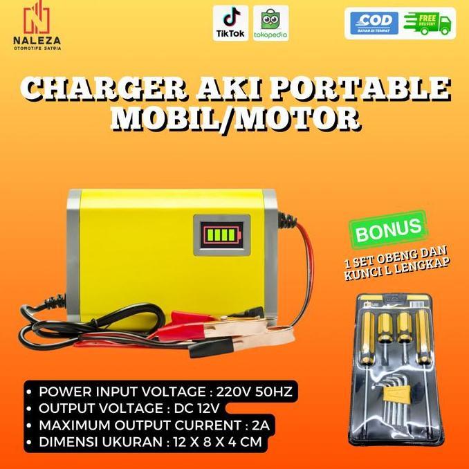 [BONUS SET OBENG] CHARGER AKI MOBIL - CHARGER AKI MOTOR - CAS AKI MOBIL & MOTOR UNIVERSAL - CHARGER 