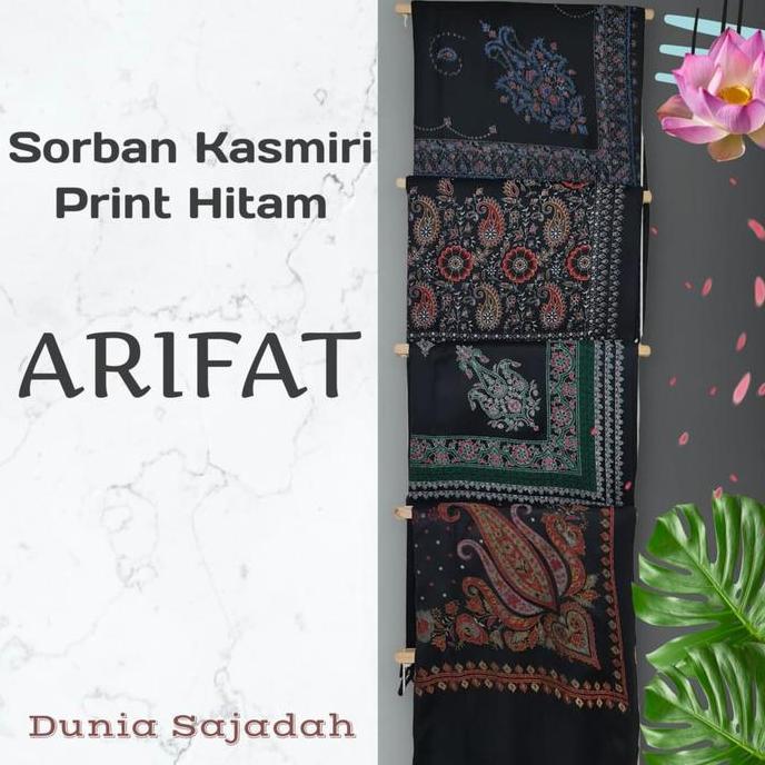 Clothes- Sorban Kashmiri Print Motif Bordir Hitam / Sorban Sablon India Hitam