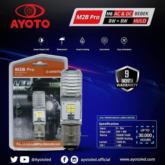 TERLARIS LAMPU LED DEPAN MOTOR AYOTO M2B PRO H6 AC/DC MATIC