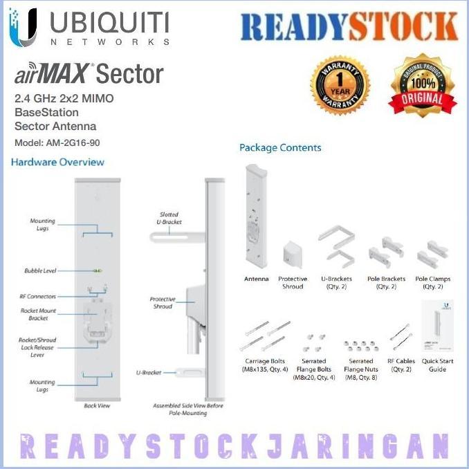 TERLARIS UBIQUITI AM-2G16-90 2X2 SECTORAL ANTENA MIMO 2.4GHZ BASESTATION AIRMAX