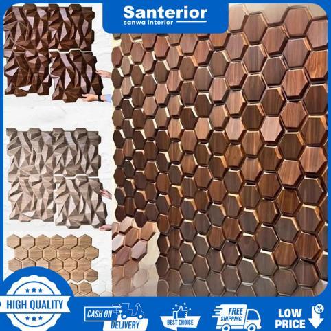 RIOR TERLARIS TERMURAH Wall Panel 3D PVC Mosaic / Wallpaper Dinding Wood Wallpanel Wall Stickers Ter